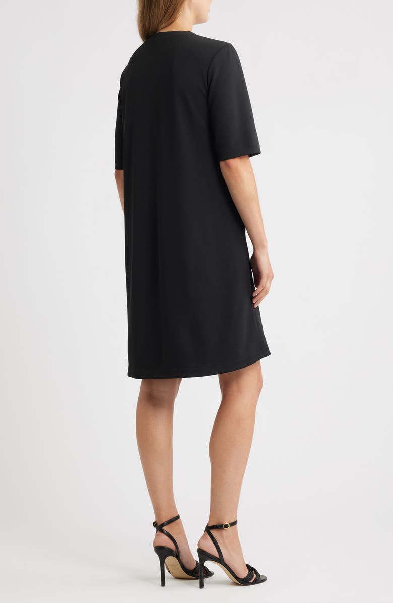 Ming Wang Stretch Crepe A-Line Dress, Alternate, color, Black