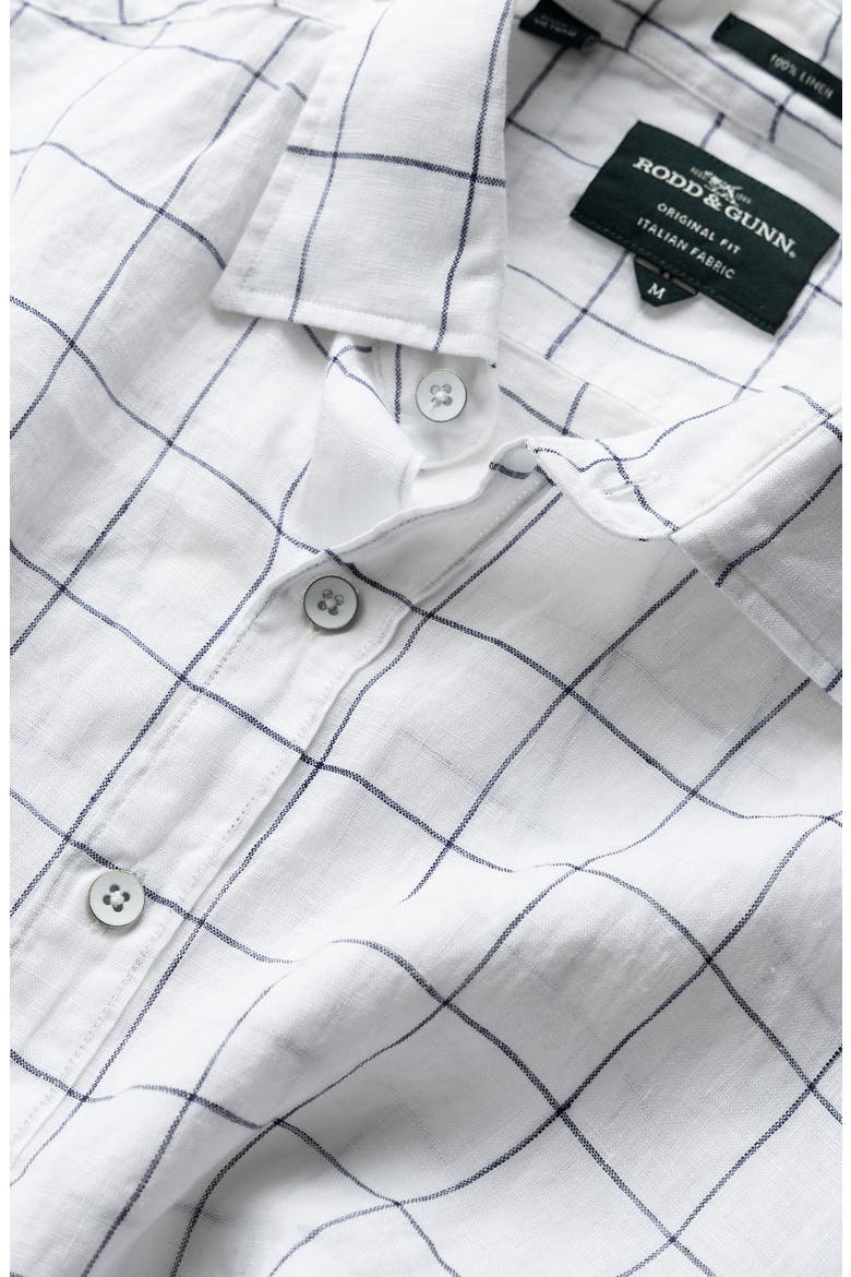Avonden Check Short Sleeve Linen Button-Up Shirt, Alternate, color, IVORY