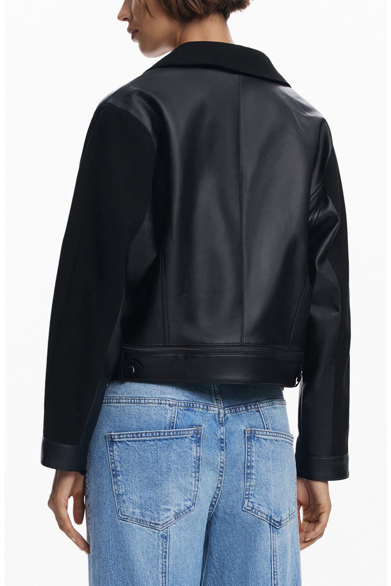 Faux Leather Moto Jacket, Alternate, color, BLACK