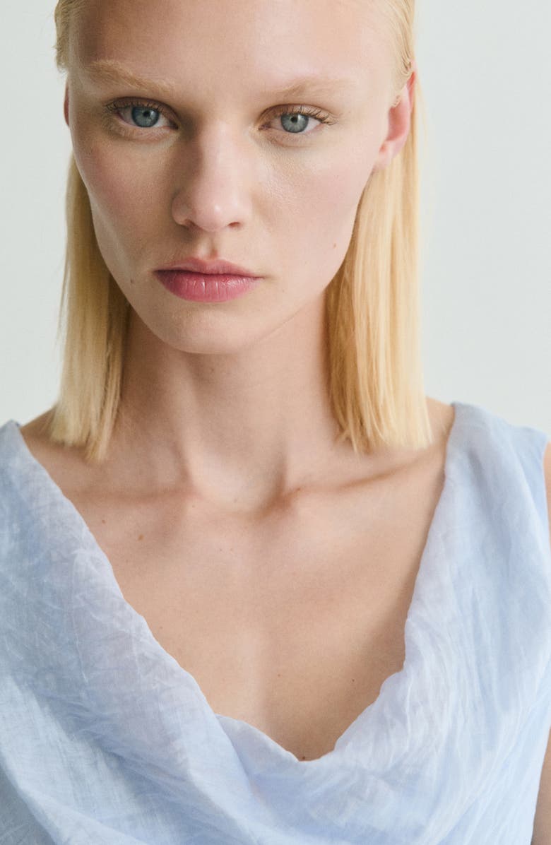 MANGO Cowl Neck Sleeveless Dress, Alternate, color, Sky Blue