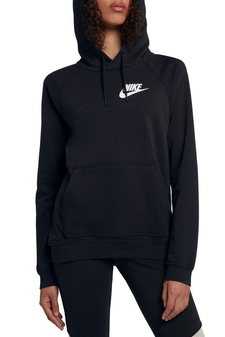 Sportswear Rally Women's Hoodie, Main, color, BLACK/ BLACK/ WHITE