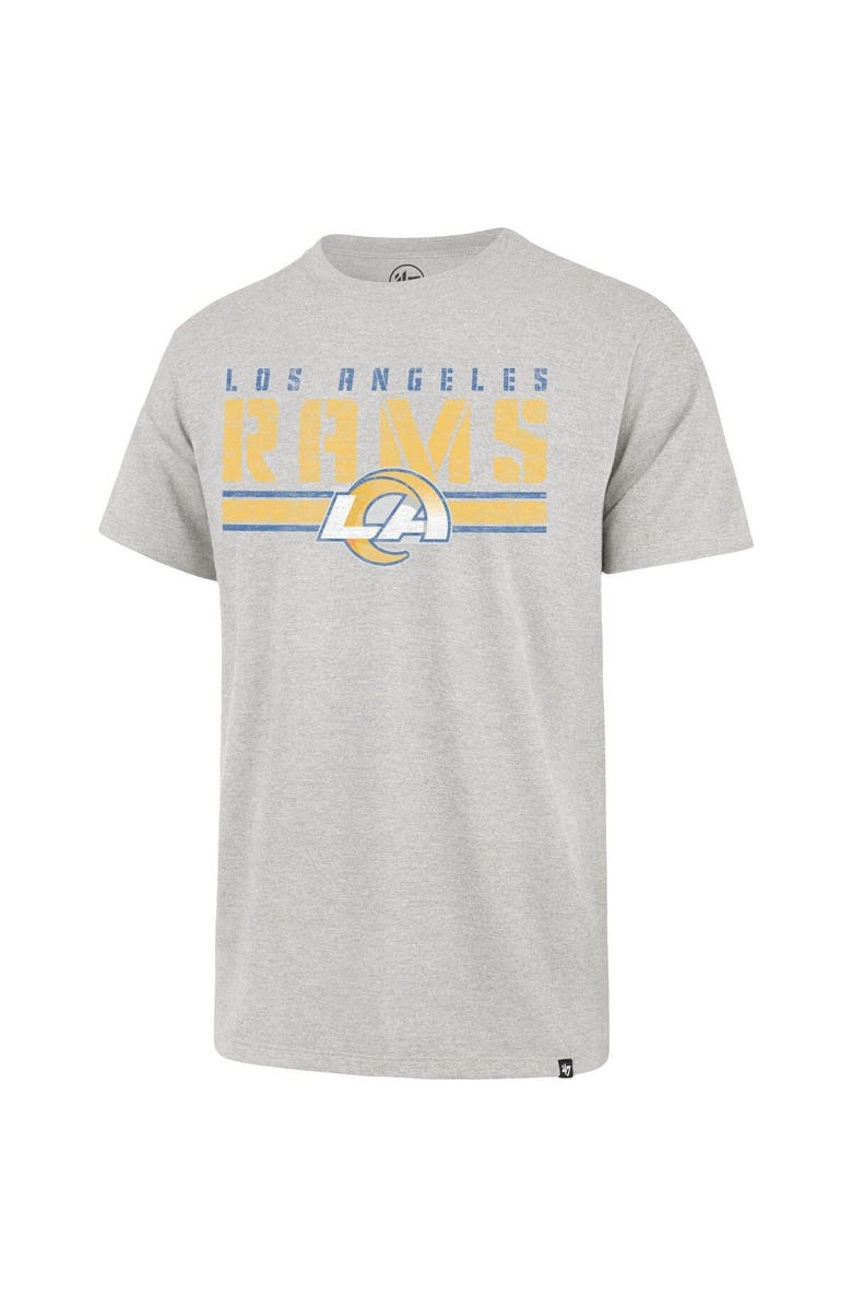 '47 Men's '47 Heathered Gray Los Angeles Rams Stripe Thru Franklin T-Shirt, Alternate, color, Heather Gray