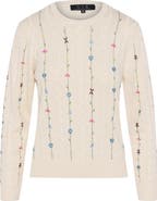 Diciannove Embroidered Cable Floral Accent Knit Sweater