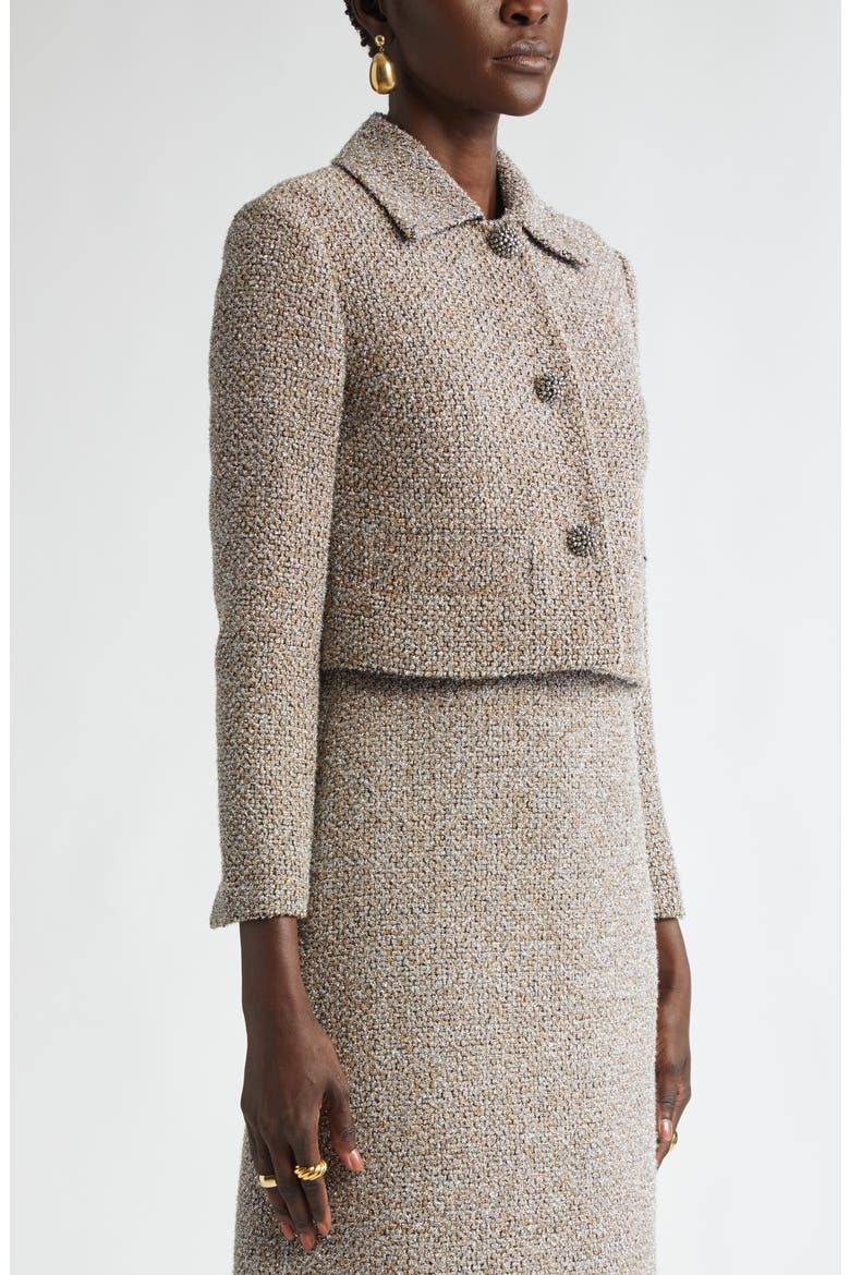 Metallic Eyelash Tweed Jacket, Alternate, color, SHADOW/ SILVER/ KHAKI MULTI