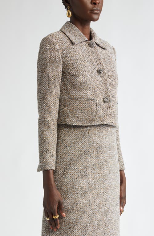 St John St. John Collection Metallic Eyelash Tweed Jacket In Shadow/silver/khaki Multi