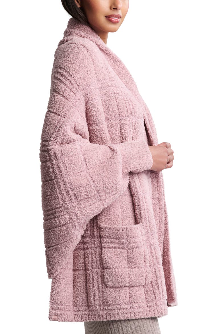 CozyChic® Tonal Plaid Open Front Cardigan, Alternate, color, TEABERRY