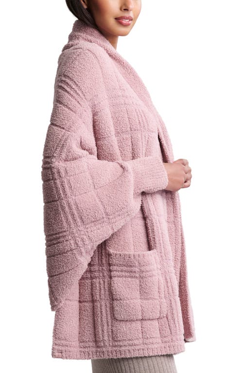 Barefoot Dreams Cozychic® Tonal Plaid Open Front Cardigan In Pink