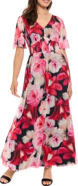 London Times Smocked Maxi Dress