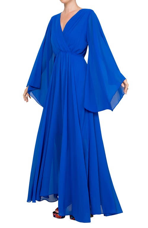 Meghan La Sunset Long Sleeve Surplice Neck Maxi Dress