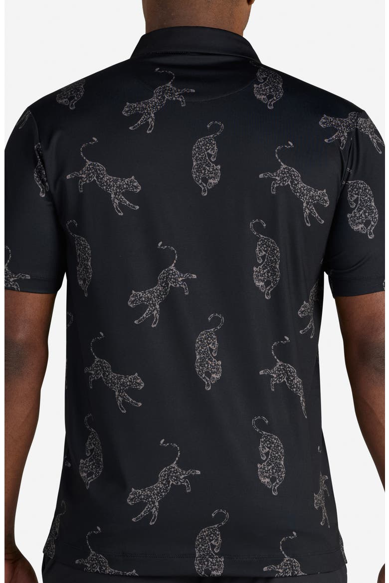 Core Leopard Print Performance Polo, Alternate, color, PROWLING PUTTS - BLACK