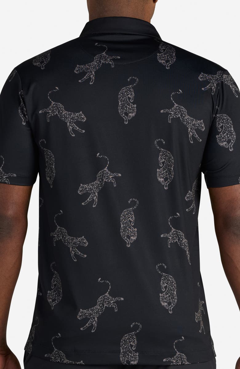 Bad Birdie Core Leopard Print Performance Polo, Alternate, color, Prowling Putts - Black