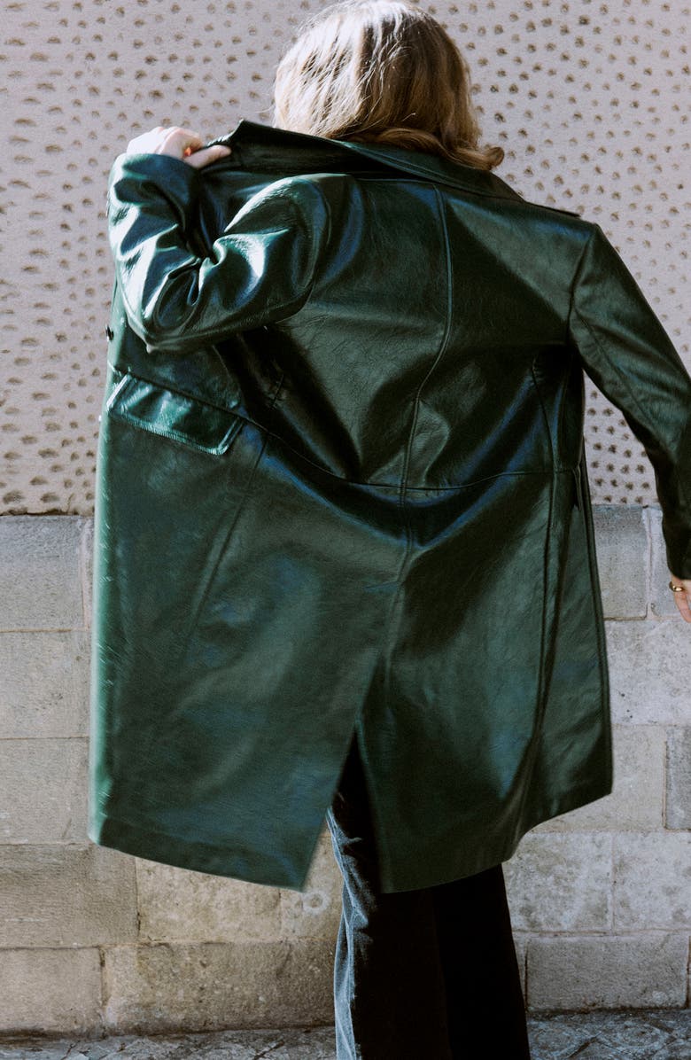 MANGO Longline Faux Leather Coat, Alternate, color, 