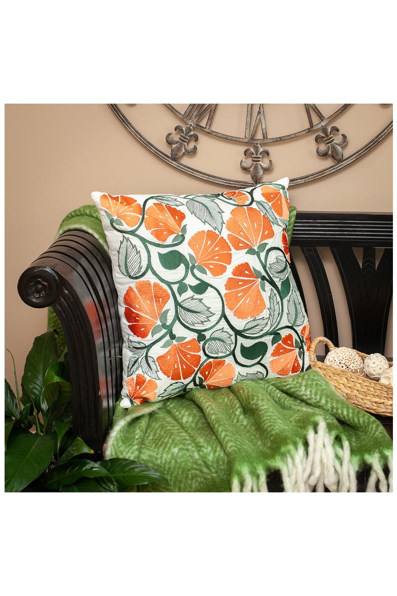 Floral Embroidered Accent Pillow, Alternate, color, WHITE