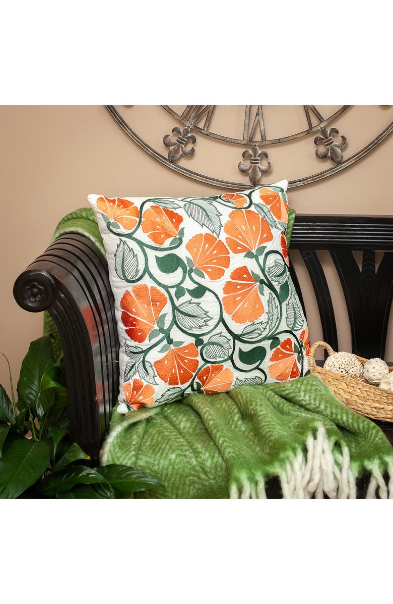 PARKLAND COLLECTION Floral Embroidered Accent Pillow, Alternate, color, White