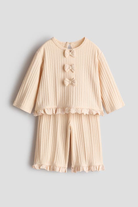 2-piece Knitted Bow-detail Set