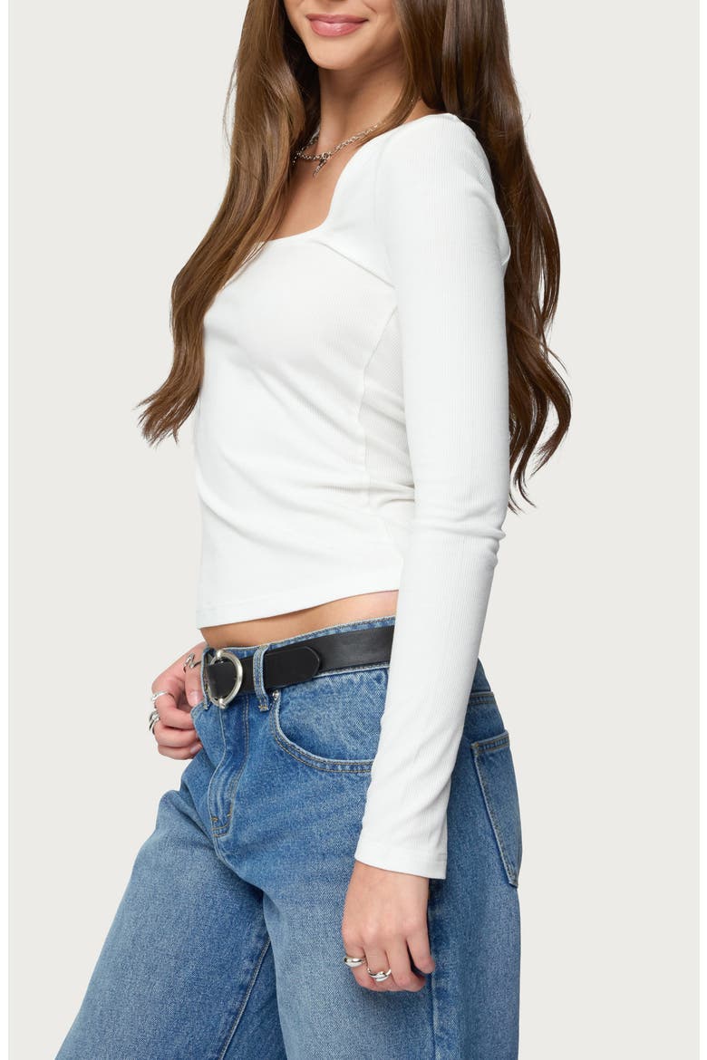 Zandra Rib Square Neck Top, Alternate, color, WHITE