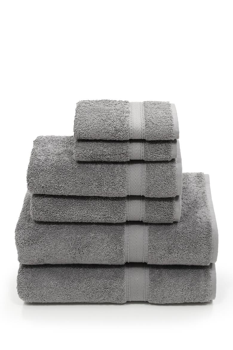 Sinemis Terry 6-Piece Towel Set - Dark Grey, Main, color, DARK GREY