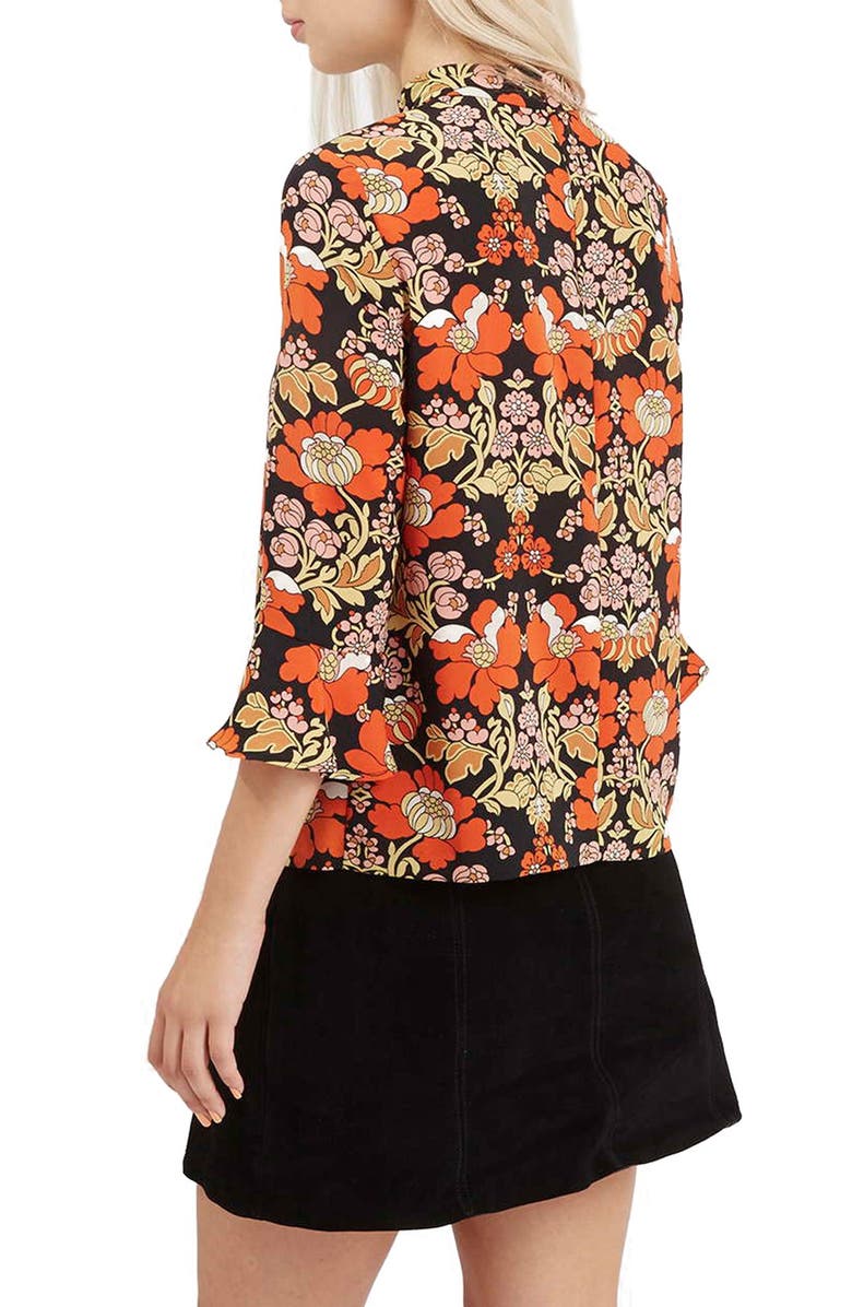 Topshop Floral Print High Neck Top, Alternate, color, 