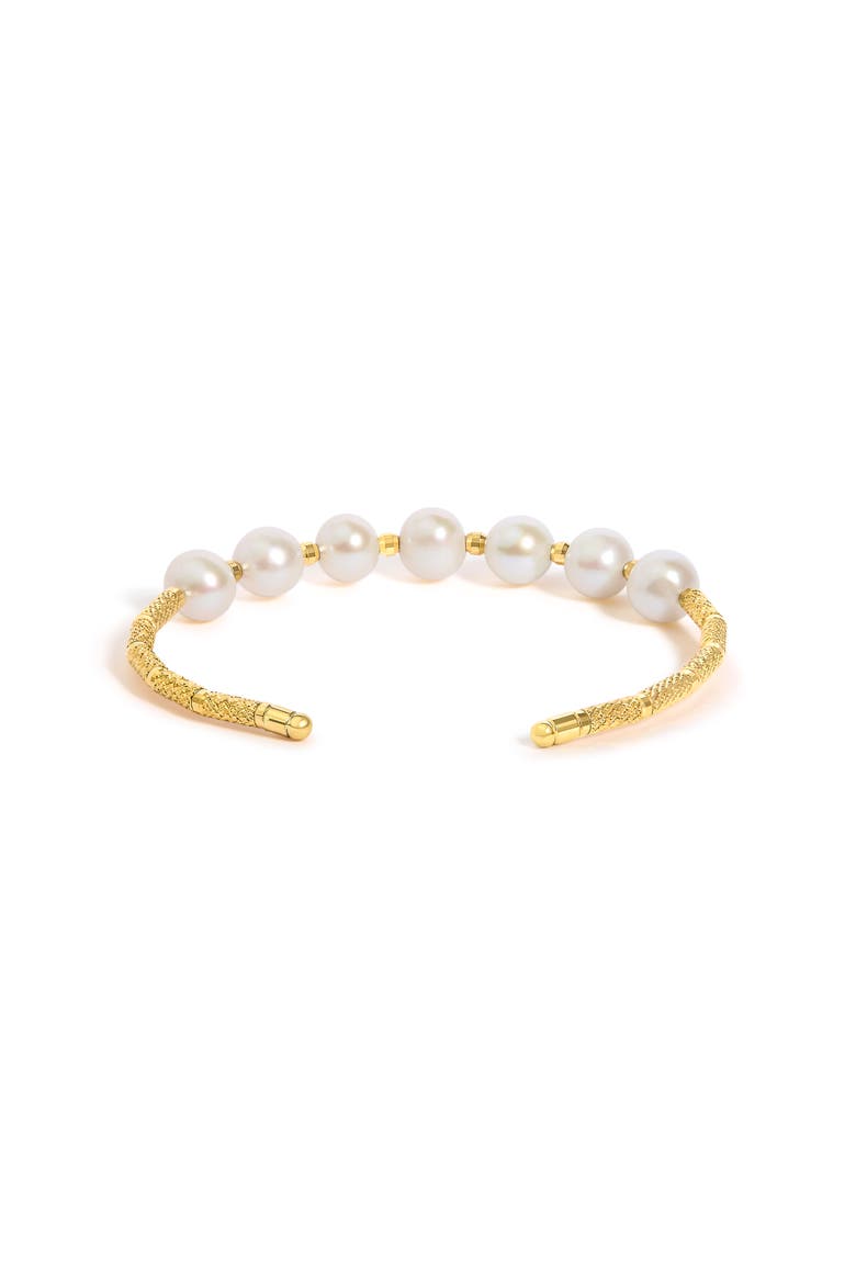 18K Yellow Gold Freshwater Pearl Cuff Bangle Bracelet, Alternate, color, Yellow Gold