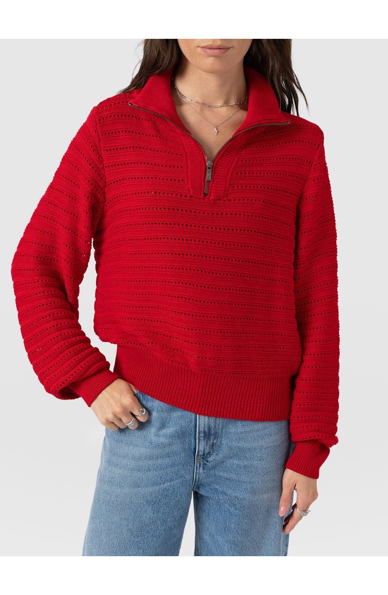 Saint + Sofia Ester Quarter Zip Knit, Alternate, color, Red