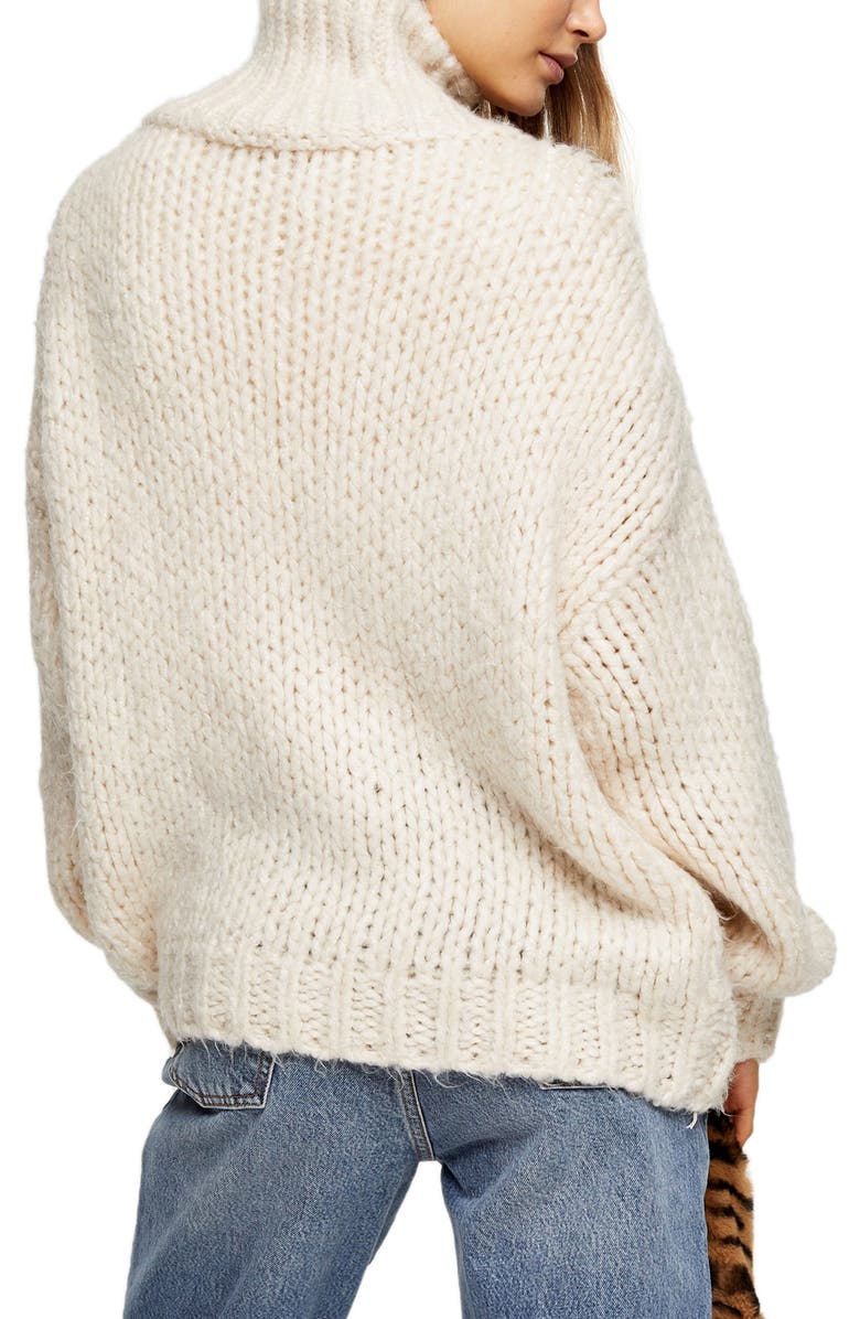 Topshop Chunky Funnel Sweater, Alternate, color,