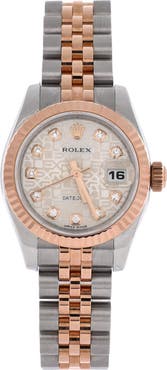 Pre-Owned Rolex Oyster Perpetual Datejust Automatic Watch Stainless Steel and Rose Gold with Diamond Markers 26