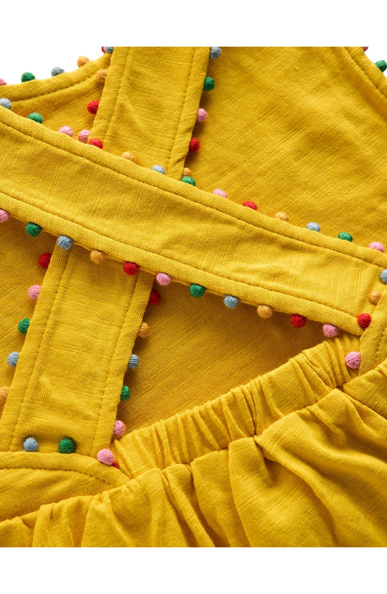 Mini Boden Kids' Pompom Accent Crossback Cotton Top, Alternate, color, Pineapple Yellow