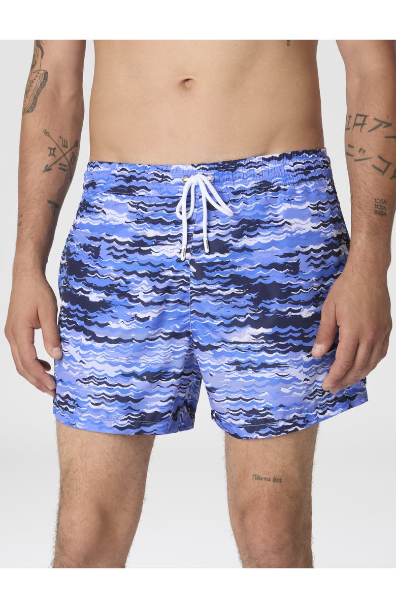 UM Mid-length Swim Shorts With Wave Print, Alternate, color, Blue