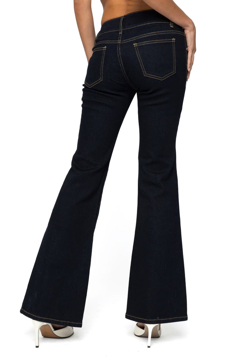EDIKTED Tilda Low Rise Flare Jeans, Alternate, color, Indigo-Blue-Raw-Wash