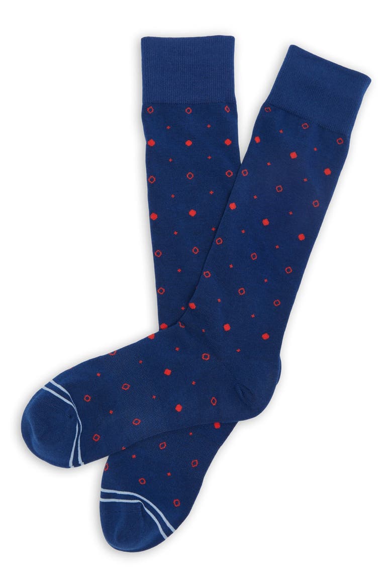 Mixed Dot Dress Socks, Alternate, color, NAVY / GOLD
