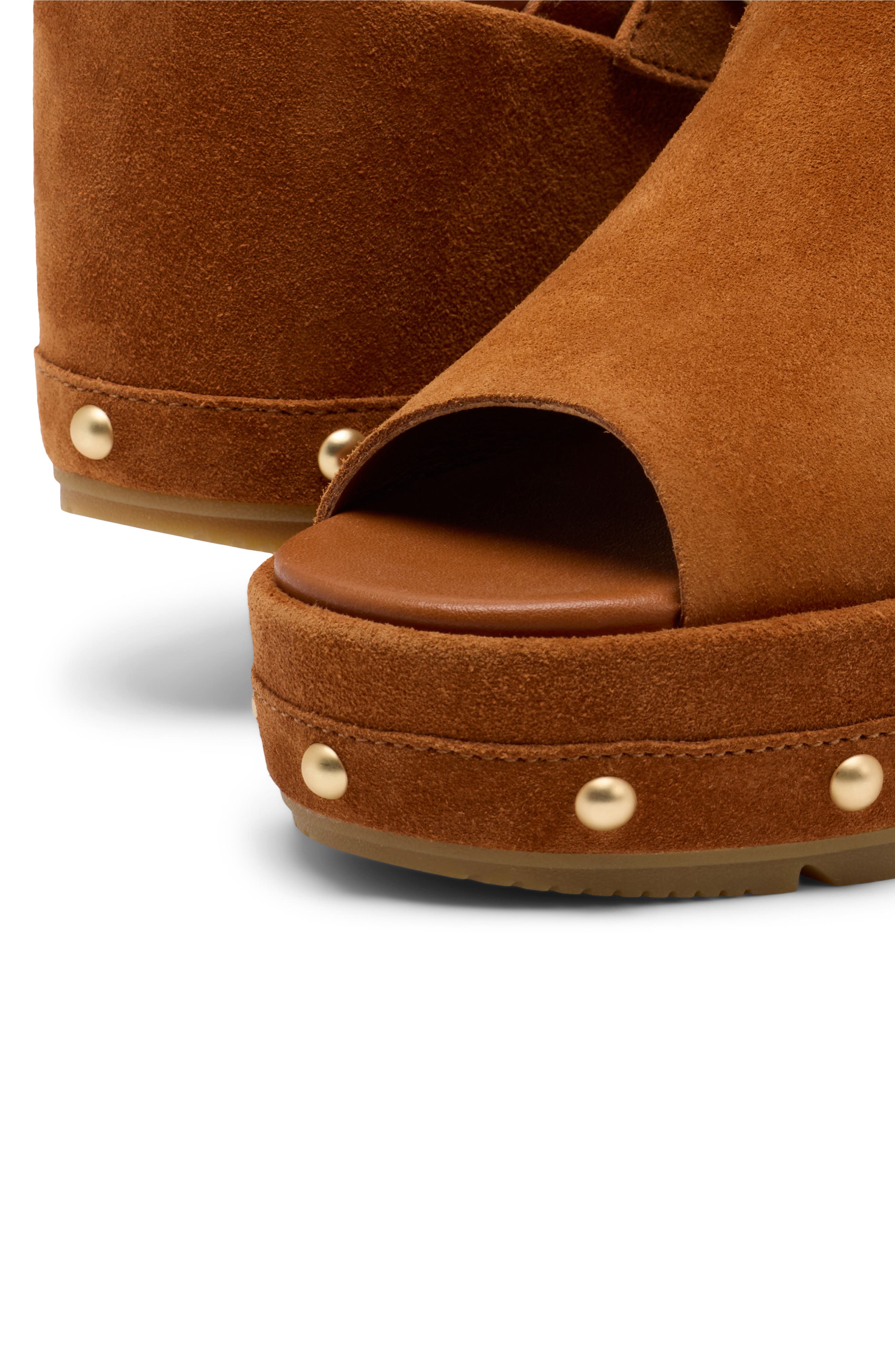 SOREL Sunpeak Studded Platform Wedge Sandal, Alternate, color, Iced Tea/ Gum