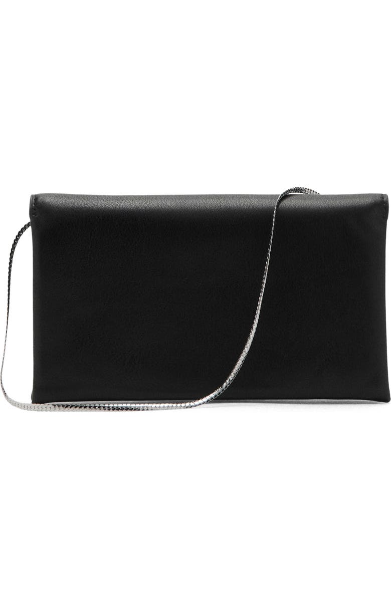 MANGO Chain Strap Leather Shoulder Bag, Main, color, Black