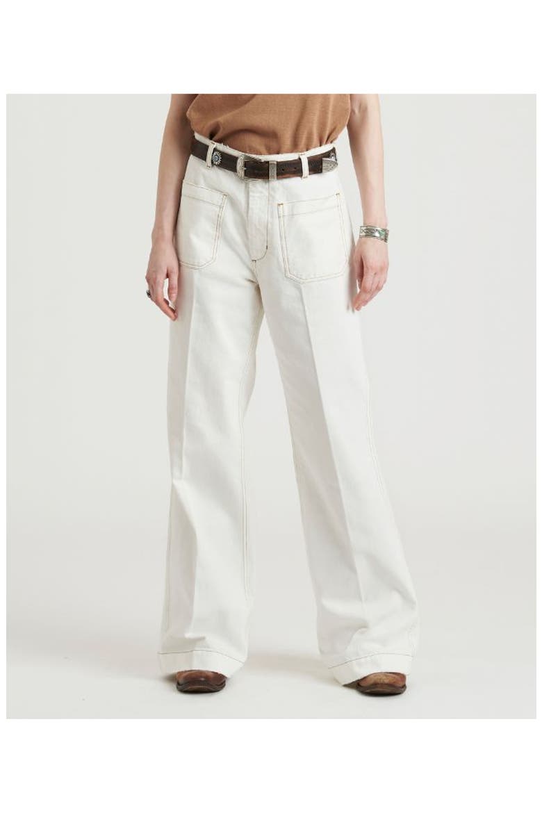 JoelleT Wide Fit Light Denim Trousers, Alternate, color, Ecru