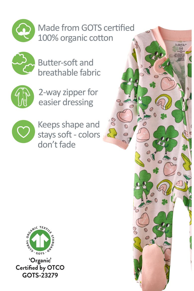 Scout Organic Cotton Footie, Alternate, color, HAPPY GO LUCKY