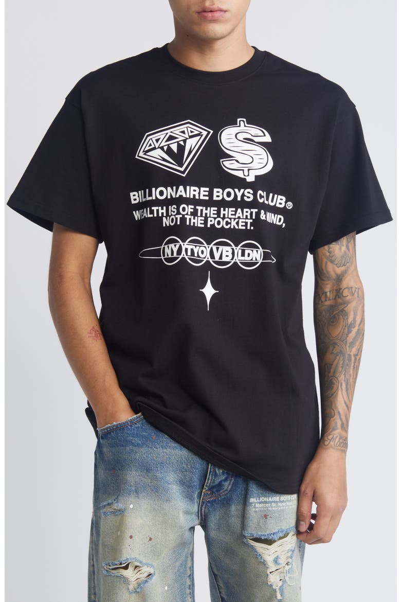 Wealth Cotton Graphic T-Shirt, Main, color, BLACK