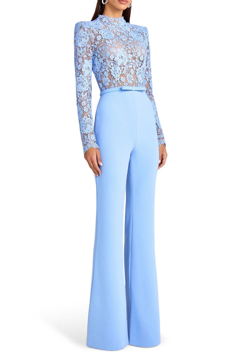 Maddie Lace Long Sleeve Wide Leg Jumpsuit, Alternate, color, LIGHT/ PASTEL BLUE