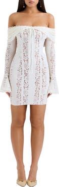 HOUSE OF CB Sadie Off the Shoulder Long Sleeve Lace Minidress