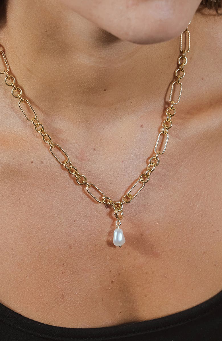 Sterling Forever Baroque Pearl Enhancer, Alternate, color, Gold