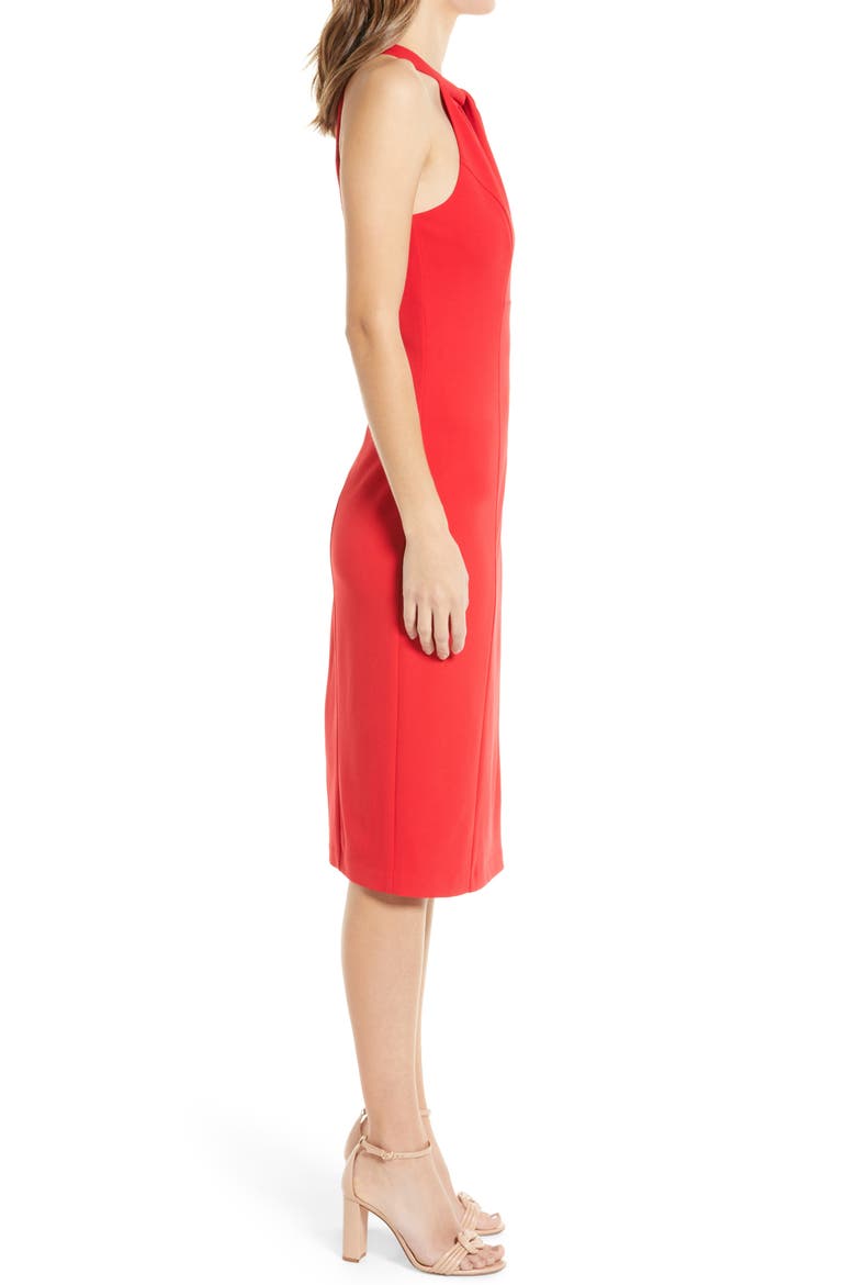 Twist Neck Sheath Dress, Alternate, color, RED