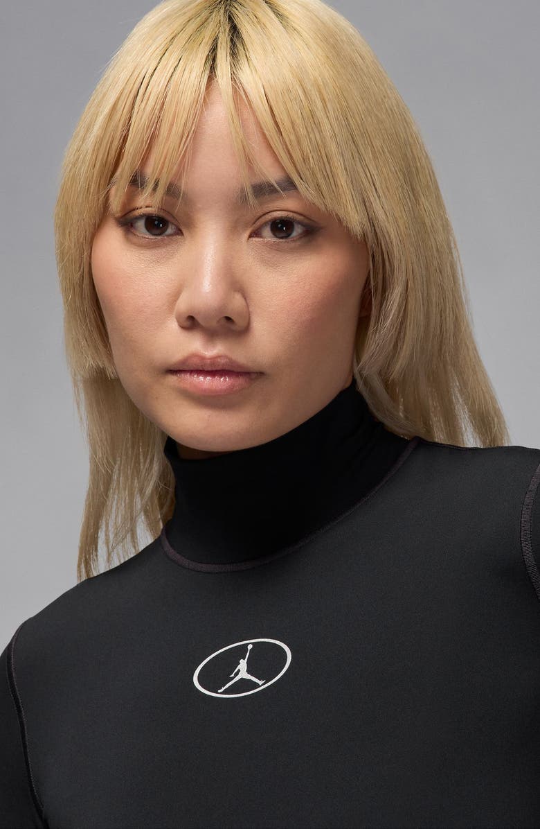 Jordan Flight Mountainside Long Sleeve Thong Bodysuit, Alternate, color, Black