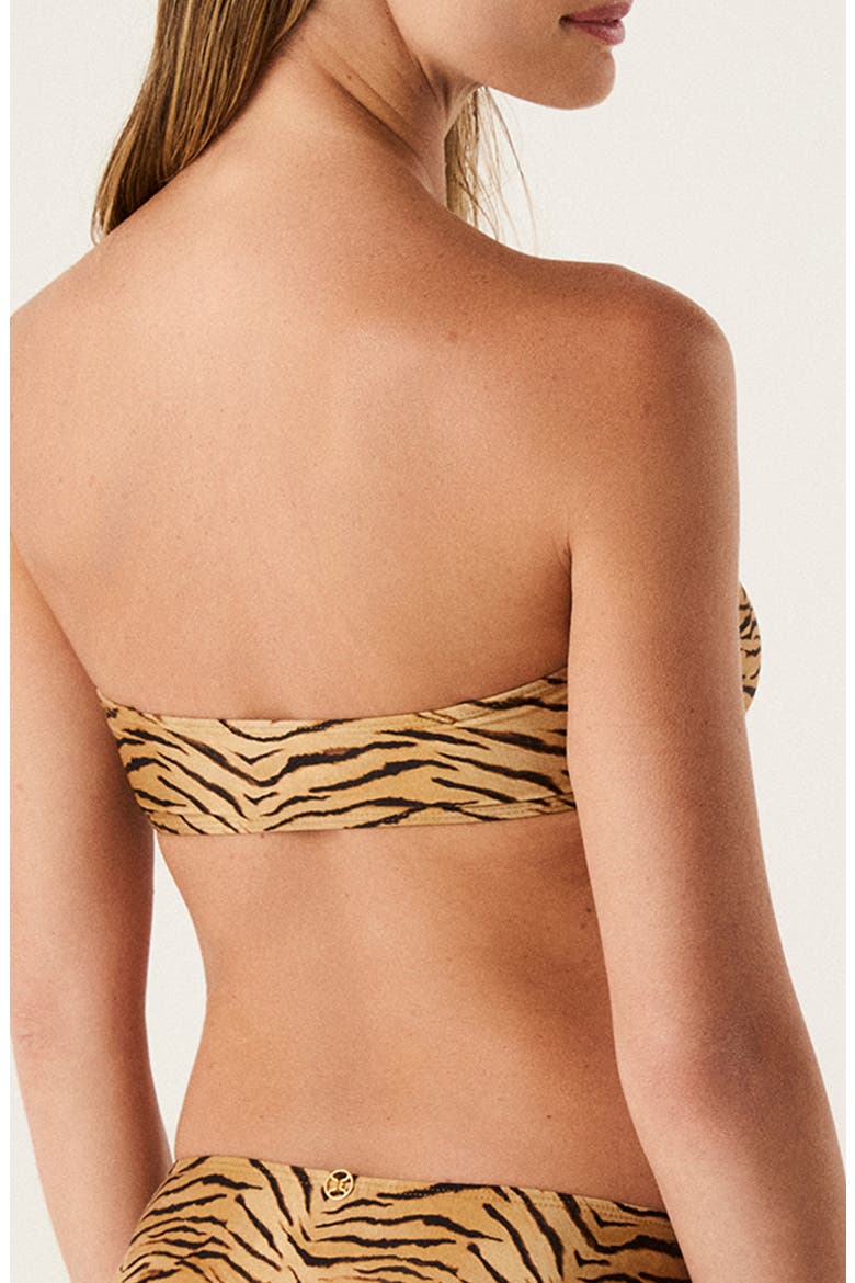 Megan Tiger Print Cutout Knotted Bandeau Bikini Top, Alternate, color, MULTI
