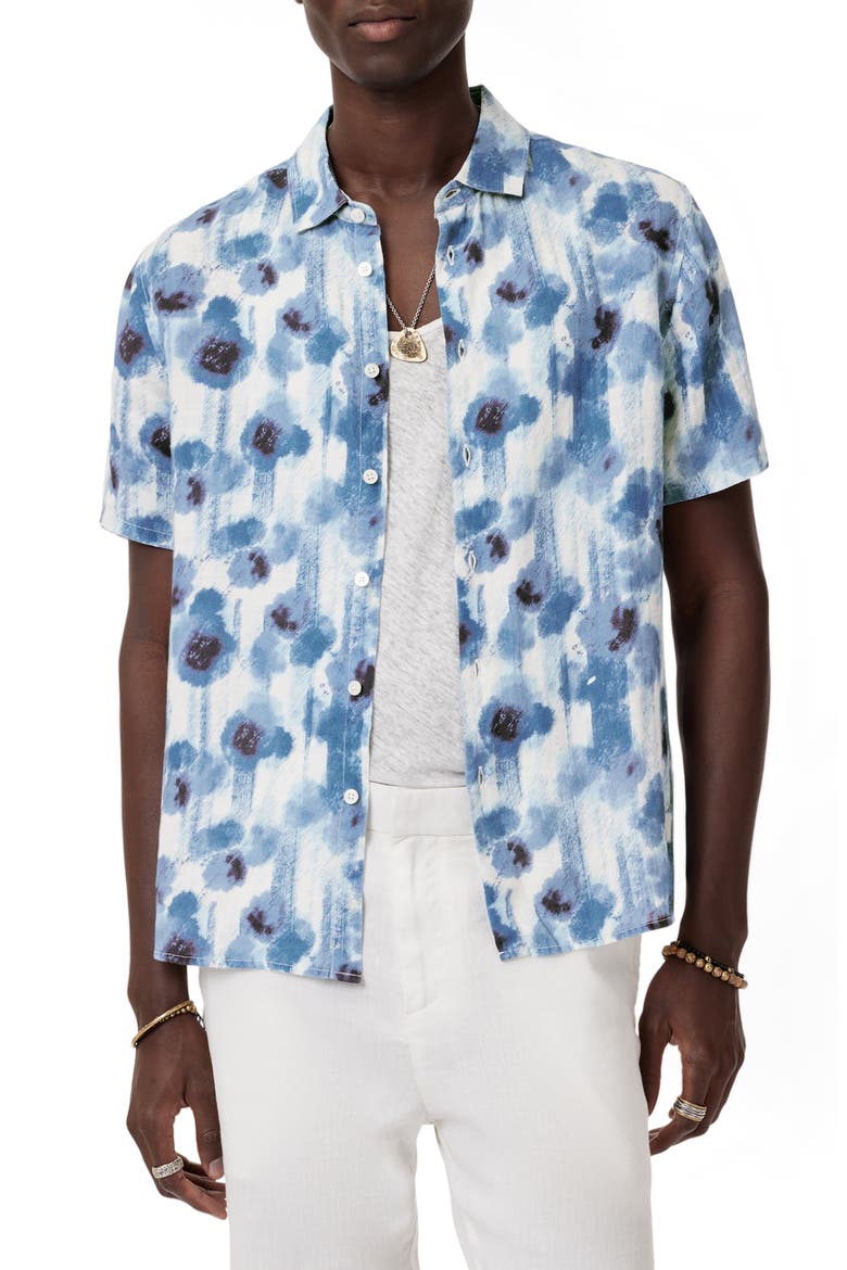 Sean Short Sleeve Button-Up Shirt, Alternate, color, FOUNTAIN HEATHER