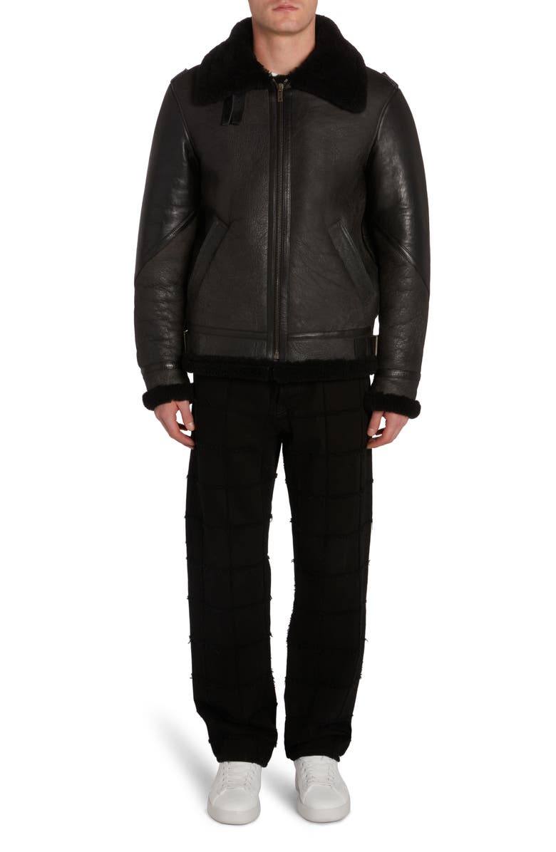 Golden Goose Journey Collection Arvel Genuine Shearling Trim Leather Jacket, Alternate, color,
