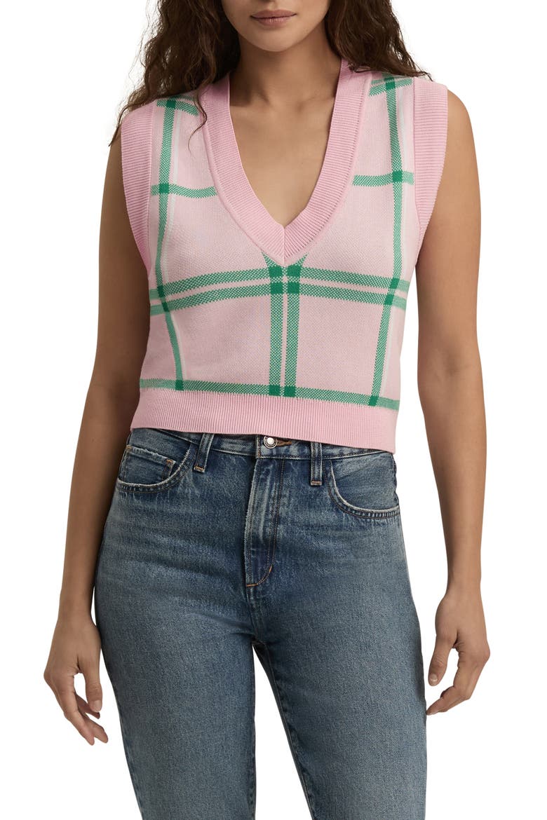 The Veronica Plaid Sweater Vest, Main, color, WISTERIA PLAID