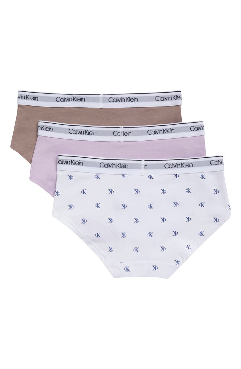 Calvin Klein Kids' 3-Pack Hipster Briefs, Alternate, color, Ckbl/Pslil/Dx