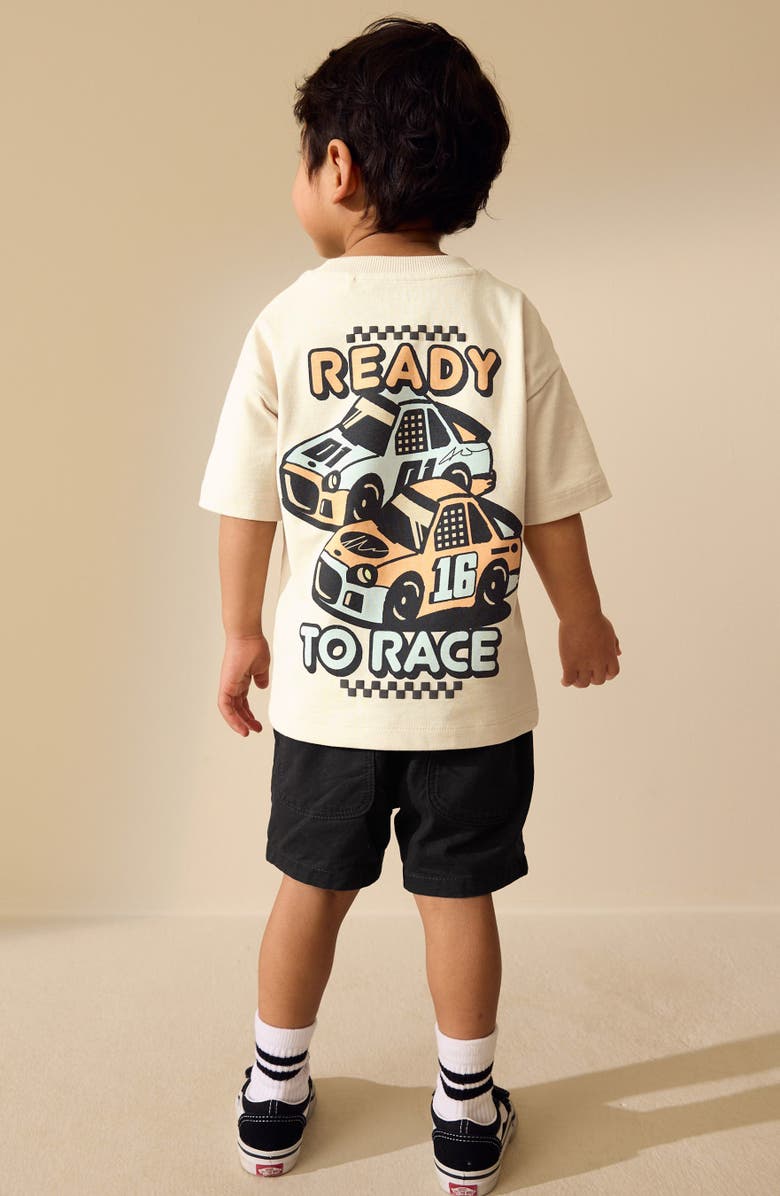 NEXT Kids' Oversize Racing Car Cotton Graphic T-Shirt, Alternate, color, Neutral
