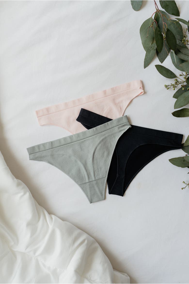 Comfy Undies  Hi Leg Thong, Alternate, color, Black, Natural Grey, Pink