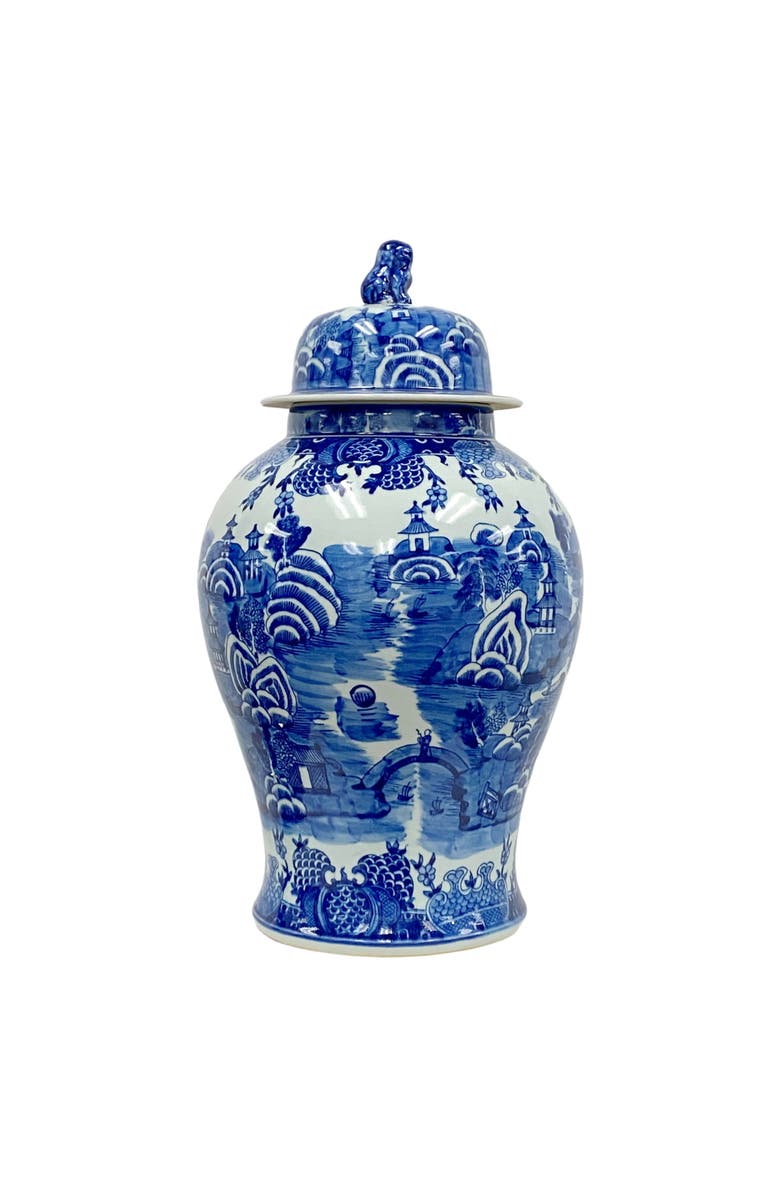 Winward Home Blue And White Ceramic Urn, Main, color, Blue/White