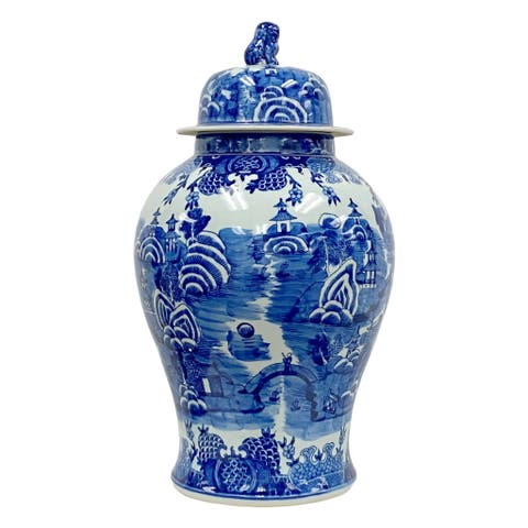 Blue And White Ceramic Urn