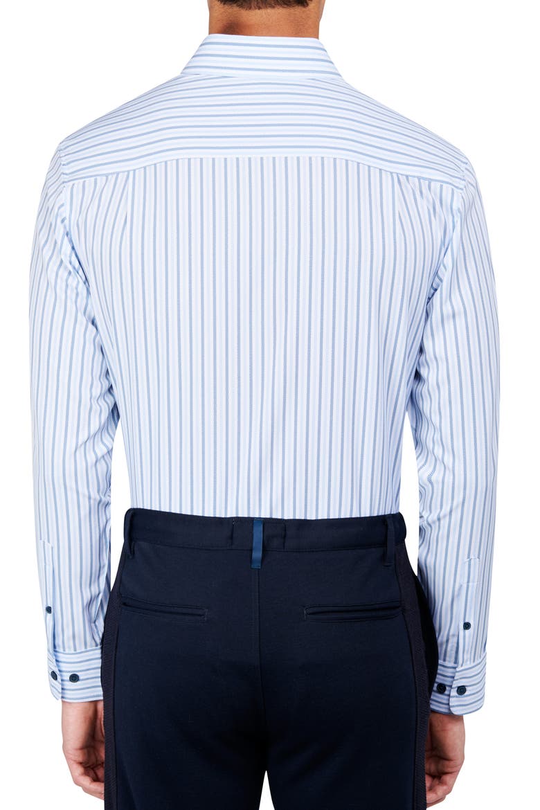 Regular Fit Stripe Performance Stretch Dress Shirt, Alternate, color, BLUE/ BLUE